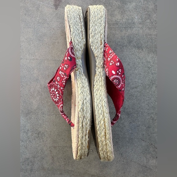 Minnetonka Red Bandana Leather Rope Flip Flop Sandals Size 7 - Picture 5 of 6